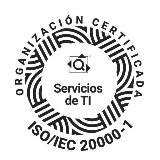 Sello de organización certificada en ISO/IEC 20000-1, Servicios de TI, emitido por NYCE